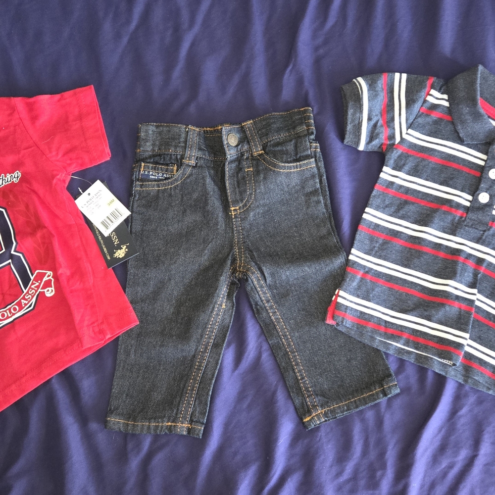 Polo by Ralph Lauren Red and Gray Kids Matching Set